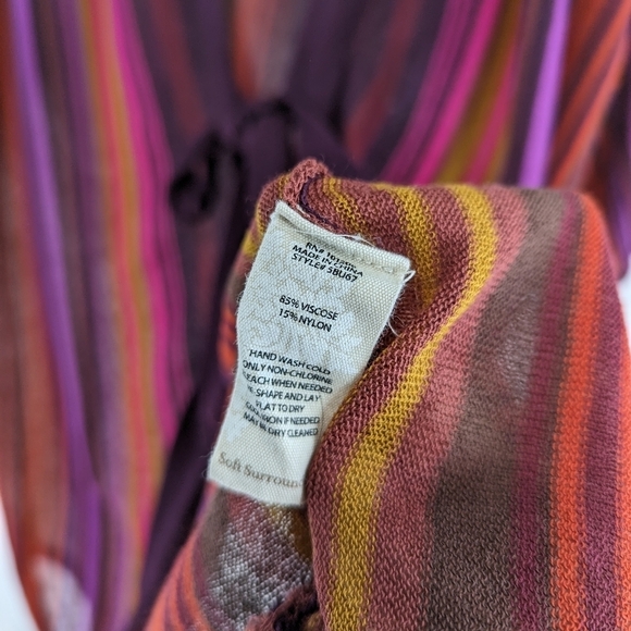 Soft Surroundings Top Women 2X Pink Striped Wrap Tie Cardigan Bella Donna - Picture 8 of 12